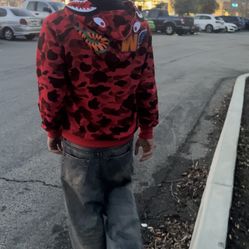 red bape hoodie 