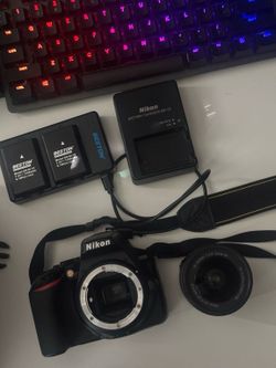 Nikon D3500 DSLR Camera + 18-55mm Lens, Bag, Chargers & Extra Batteries