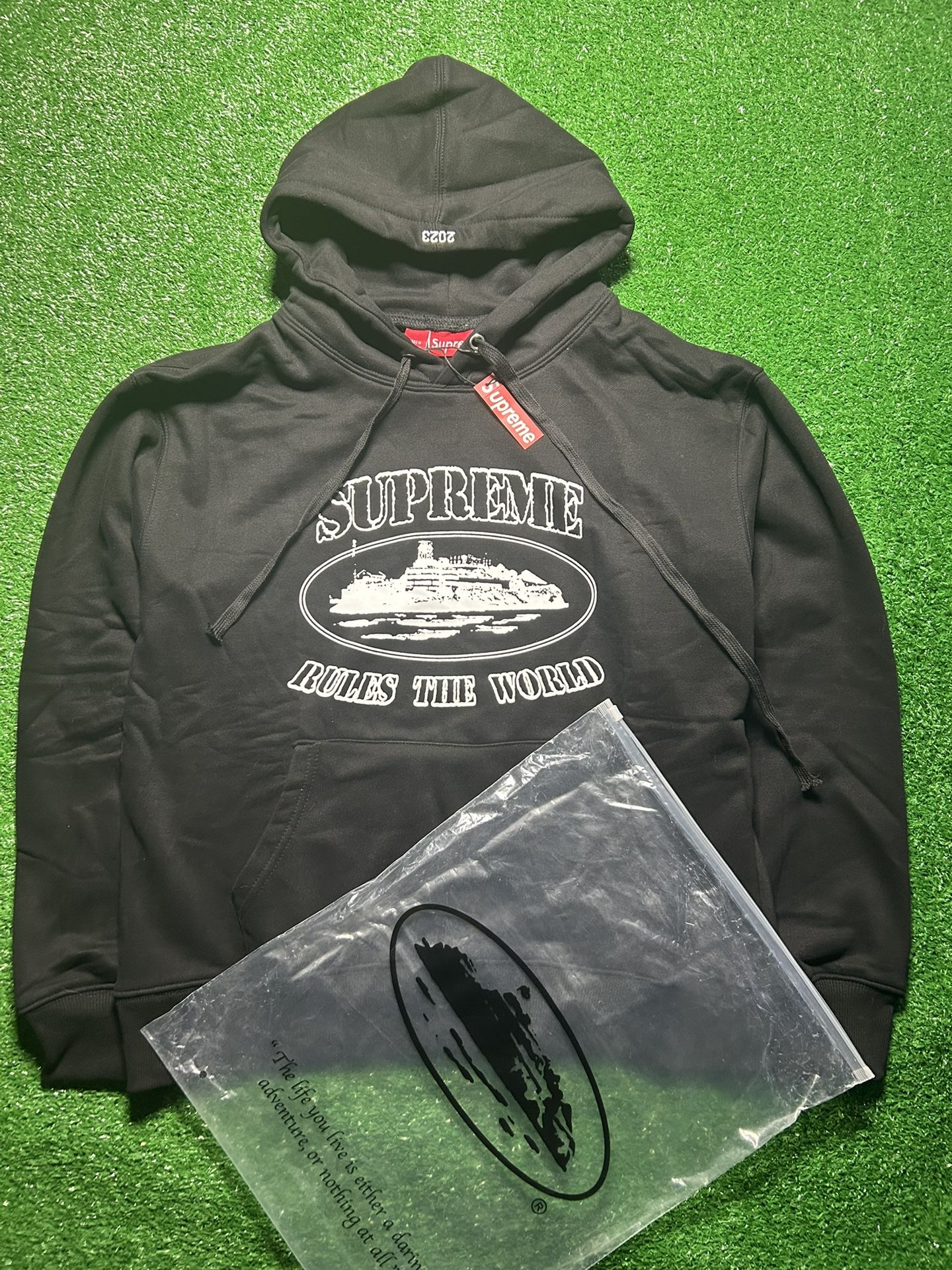 Supreme x Corteiz Rules The World Hooded Sweatshirt 'Black Sz M