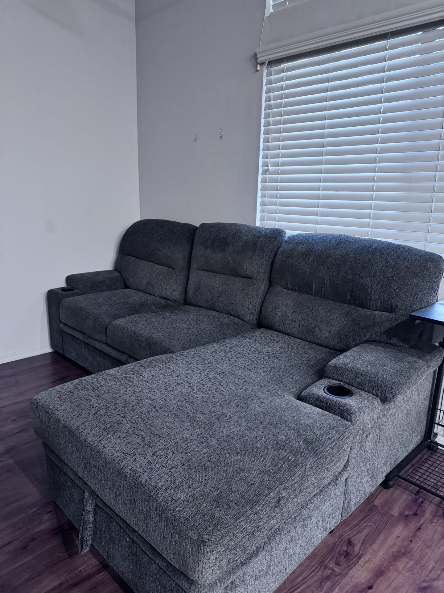 Sectional Couch with Storage & Cup Holders NEED GONE