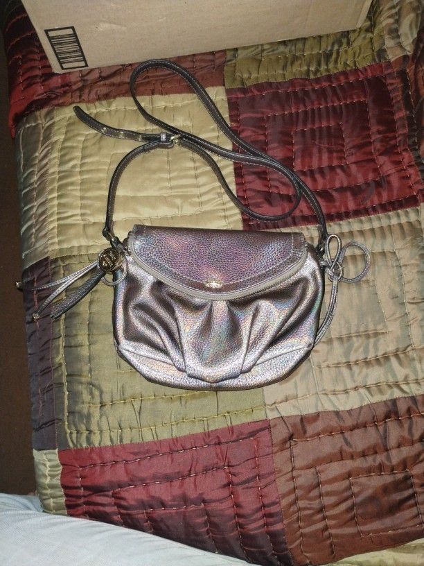 Juicy Couture Clutch/Wristlet Pewter Holographic Rainbow Rave Bag Festival
