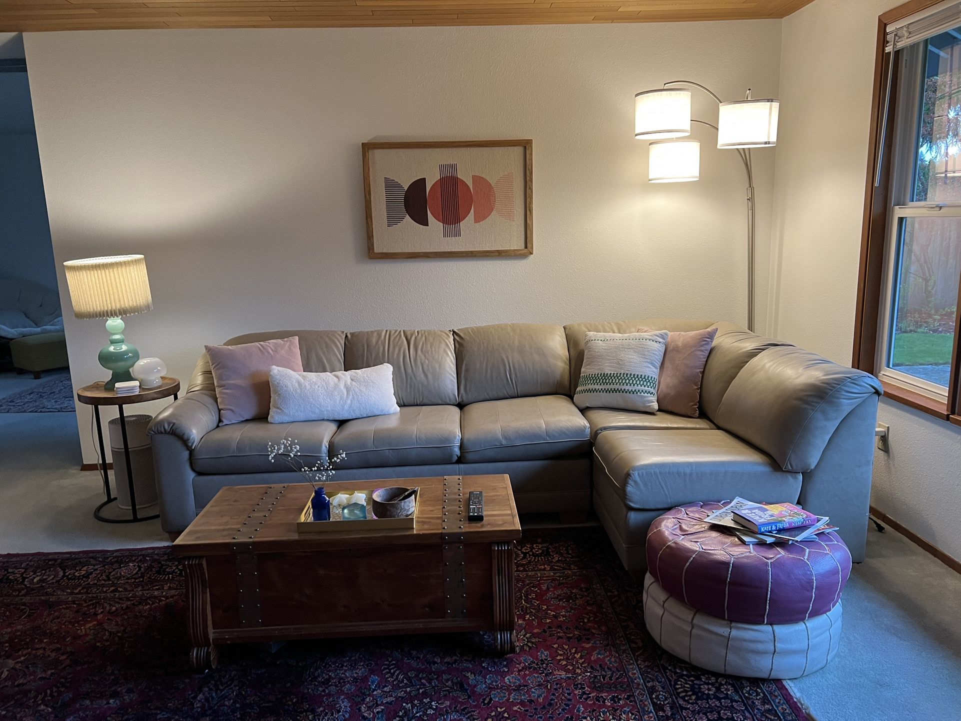 Italian Leather Sleeper Sectional