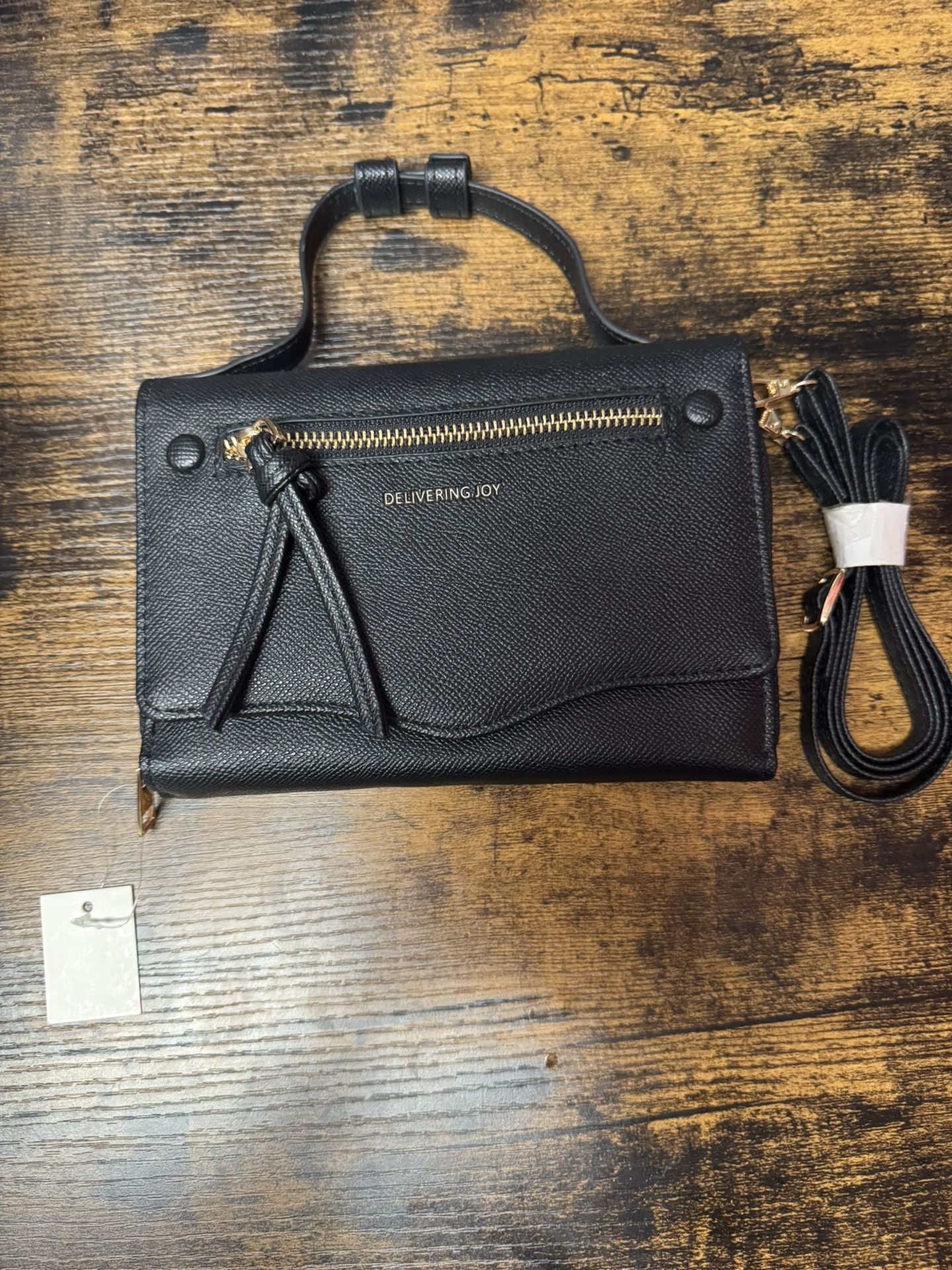 Black Chic and Elegant Faux Leather Crossbody Wallet with Shoulder Strap