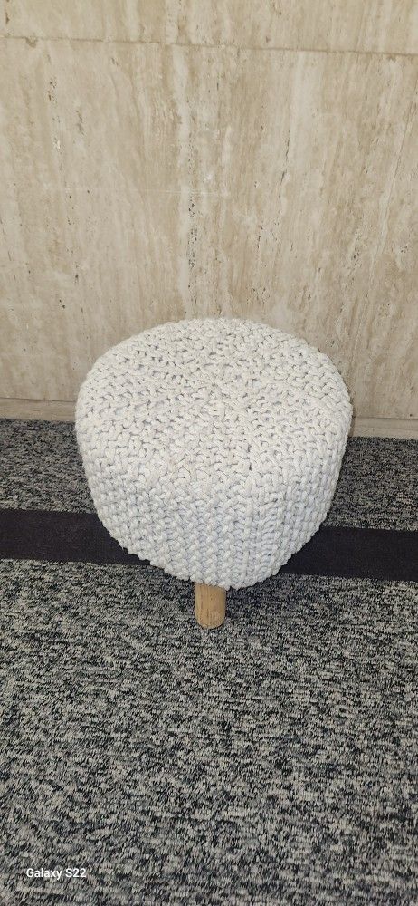 REDEARTH Foot Stool -Handmade Macrame Wooden 3 Legs Seat Footrest for Living Room, Bedroom, Nursery, kidsroom, Patio, Gym; 100% Cotton