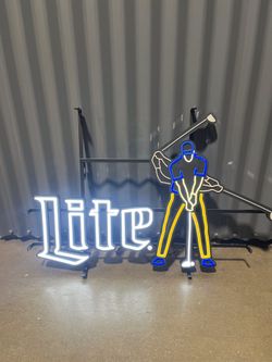 Miller Lite beer light up sign neon golf sign golf club golf ball golf shoes