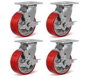 Handsammu 5" X 2" Heavy Duty Casters- Industrial Casters, Polyurethane Casters Wheels, Capacity up to 4000 Lb. Use for Platform Truck, U-Boat Cart,Wor