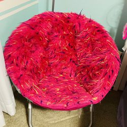 Like New Hot Pink Fur Saucer Chair
