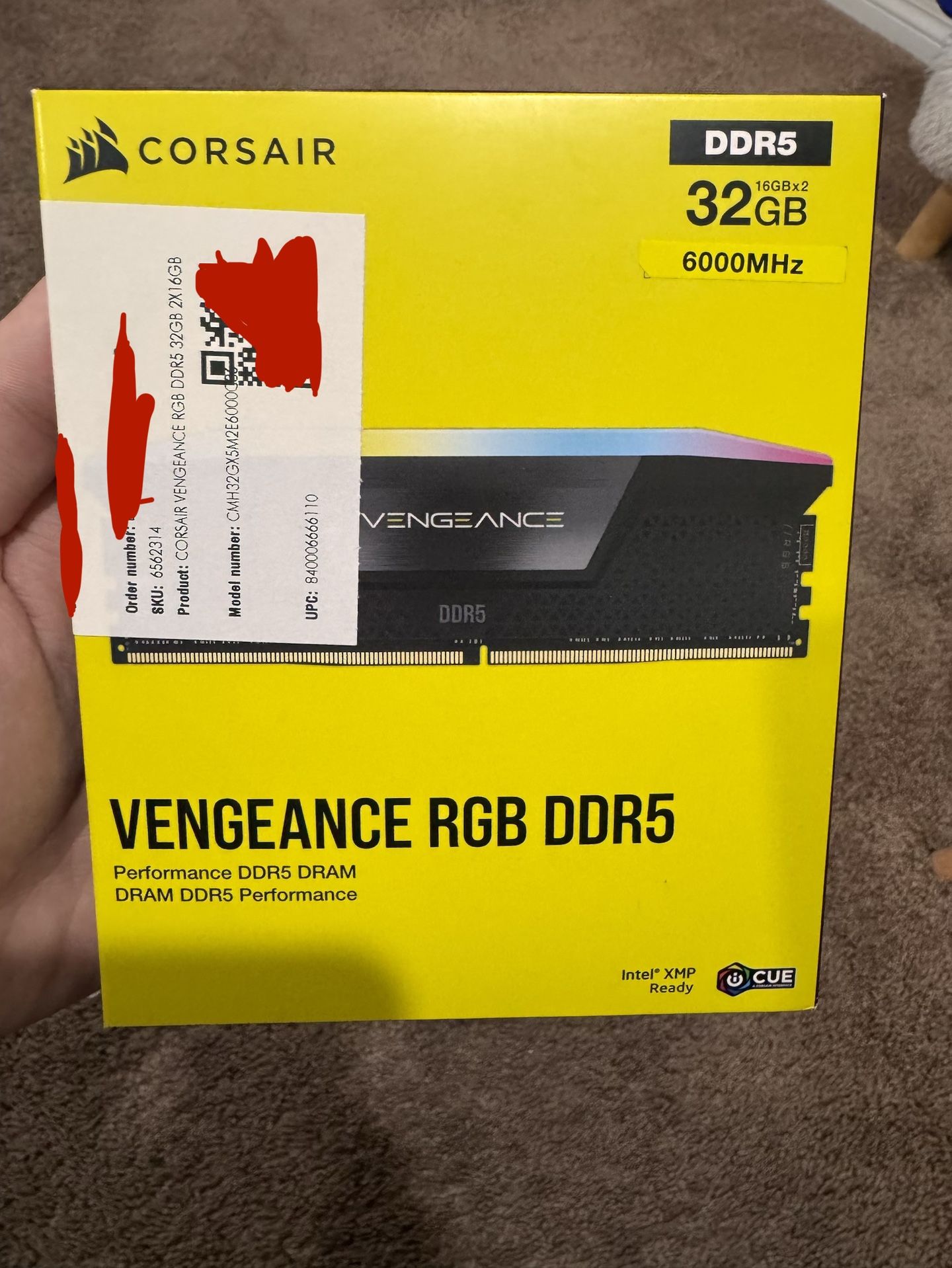 BRAND NEW - CORSAIR - Vengeance RGB 32GB (2x16GB) DDR5 6000MHz C36