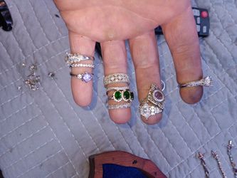 Silver Rings, Bracelets, And Earrings Beautiful 