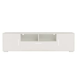 White Wood 63" TV Console With LED lights