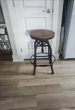 Adjustable Swivel Stool/Reclaimed Wood & Iron