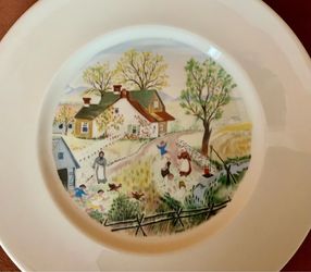 GRANDMA MOSES JACK + JILL MILBERN PLATE, VINTAGE (60% OFF SALE)