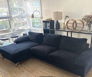 Black Velvet Couch L-shaped