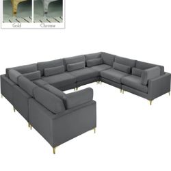 Julia Velvet / Metal Grey Modular Sectional (8 Boxes)

