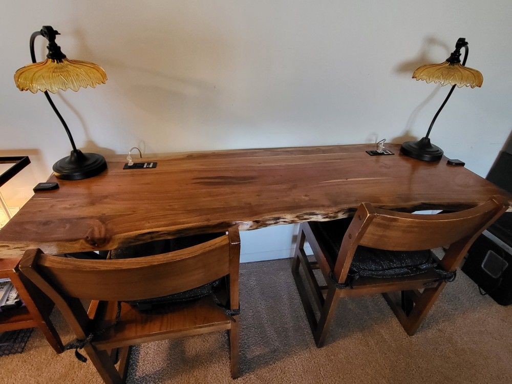 Wood Desk With Chairs