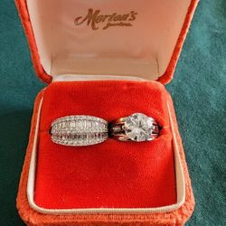 Real 14K White Gold Ring Set