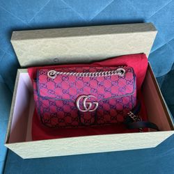 Authentic Gucci GG Marmont Quilted Canvas Flap Shoulder / Crossbody Bag