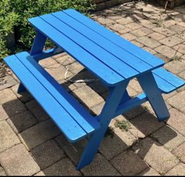 Kids Outdoor/Indoor Picnic Table with attached Benches: 35"L x 30.5"W x 19.69"H-$40 each