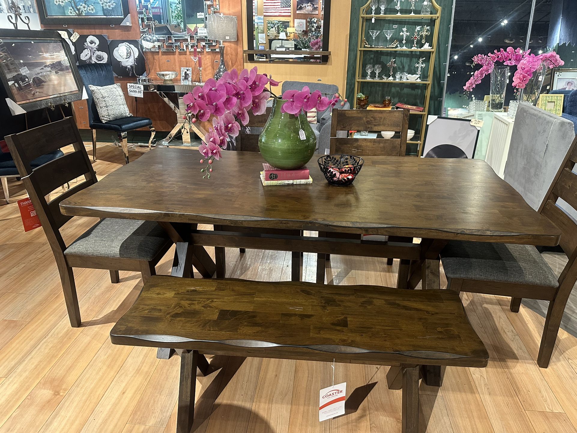 Live Edge 71” Dining Table/ Solid Wood Dining Table
