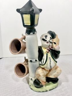 vintage Chase Japan Ceramic Decanter Hobo Hugging Light Pole