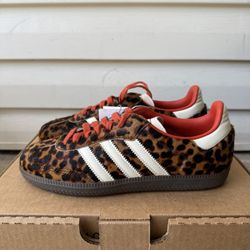 Size 8 Women's - Adidas Samba OG Preloved Red Leopard Cheetah (JI2734) NEW!