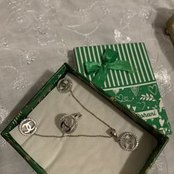 Sterling Silver/925  Earrings ,Ring, And Necklace Set
