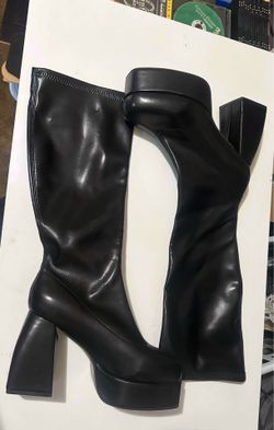 Leather platform boots