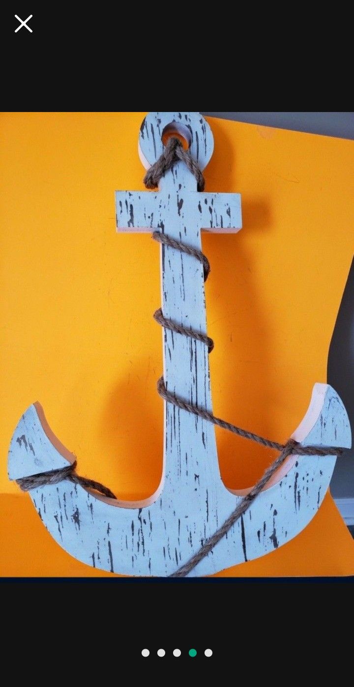 Large Wood Nautical Decor Anchor 24x18