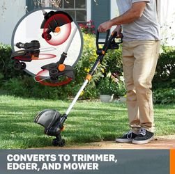 New Worx 3 in 1 Cordless String Trimmer/Lawn Edger/Mini Mower, 12"  Weed Wacker with Command Feed, 20V Weed Eater with 4.6 LBS