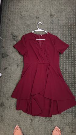 Burgundy V-Neck Layered Dress – Elegant & Feminine
