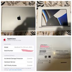 16 Inch m1 MacBook Pro With Apple Care Plus 