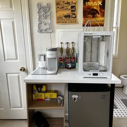 Mini fridge with Coffee Cart