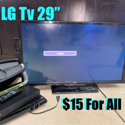 $15 For All Tv 29” LG in good condition no find control remote and other miscellaneous items free