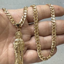 14k Premium, Gold Plated, Saint Jude, Pendant, And Necklace. Best Quality.‼️