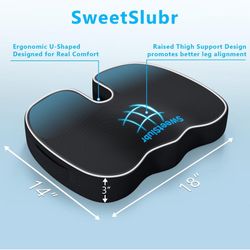 Ergonomic Memory Foam Seat Cushion & Lumbar Support Pillow 