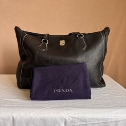 Prada Black Leather Tote Bag