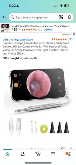 Digital Otoscope Compatible with iPhone and Android Devices, HD Camera
