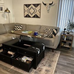 Coffee Table Raising Top, Drawers