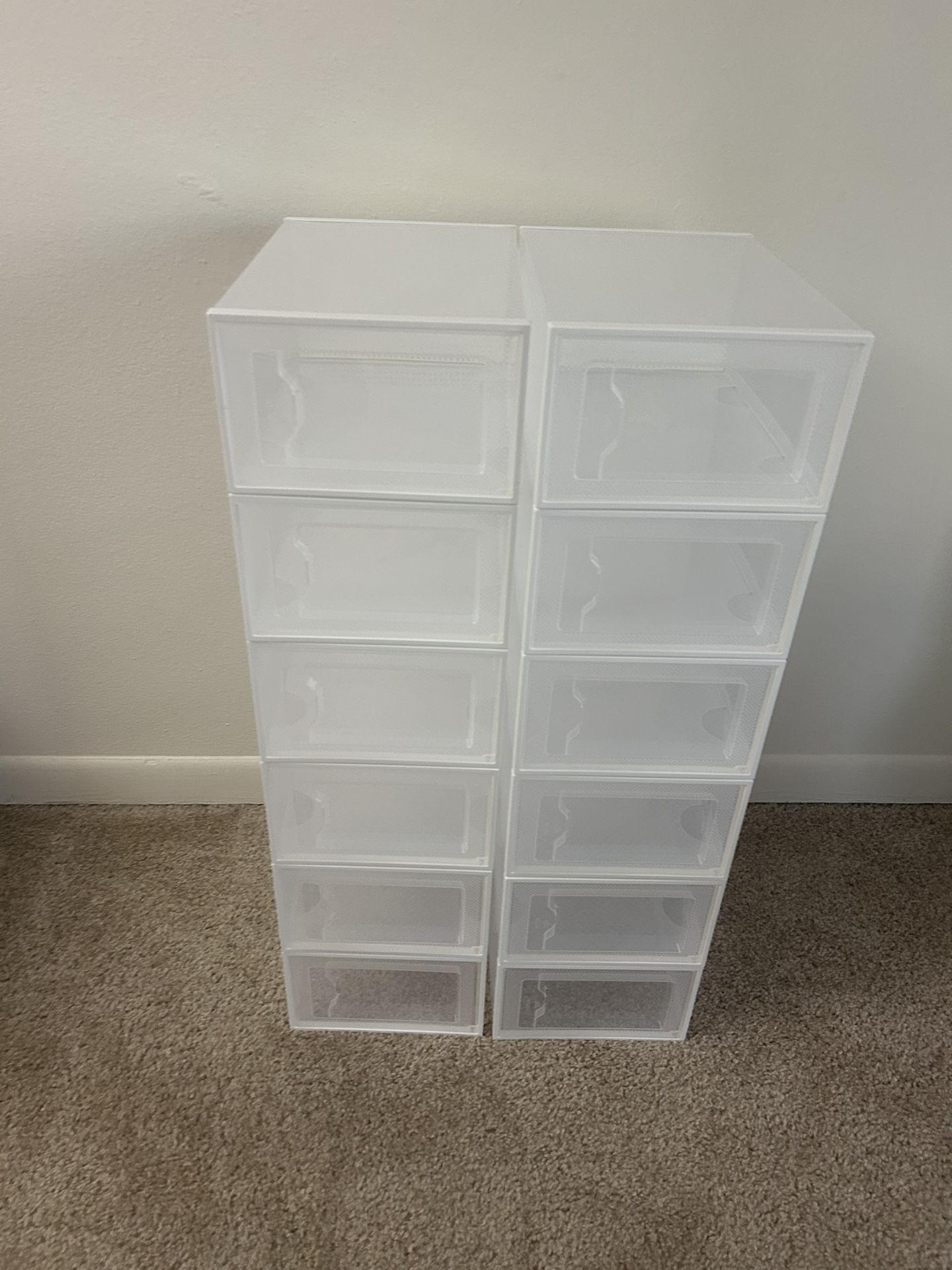 SEE SPRING 12 Pack Shoe Storage Box, Clear Plastic Stackable