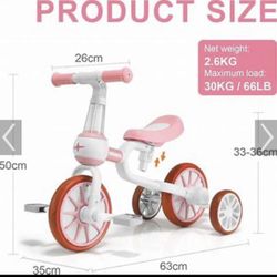 Pink 4 In 1 Balance Bike 