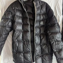 Mens Med-Lrg 850fp Ultralight Goose Down Jacket Hood Pertex Quantum Camping Hiking Packable Nano Puff Patagonia Marmot Big Agnes Black Diamond Rab REI