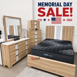 Beautiful 4 piece queen / king size bedroom set  ( included bed frame ,dresser ,mirror ,nightstand )