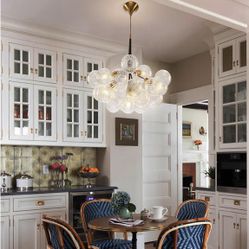 New in Box !! Never opened! Bubble Globe Chandelier 6-Light Clear Small Glass Globe 24”