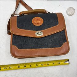 Dooney Bourke All Weather Leather Satchel Black and Brown Bag Purse