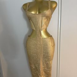 Gold Bandage Dress 