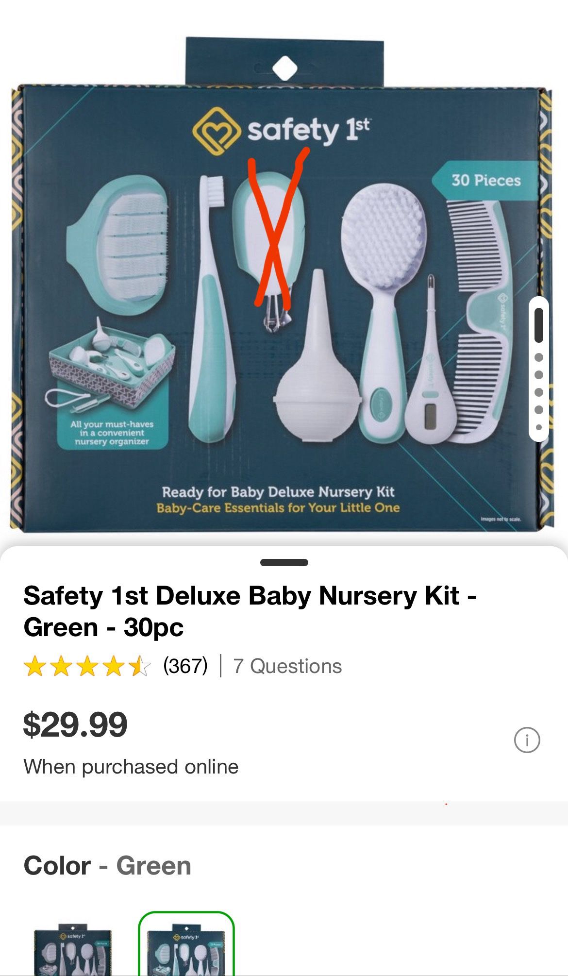 Safety 1st Deluxe Baby Nursery Kit - Green - 30pc