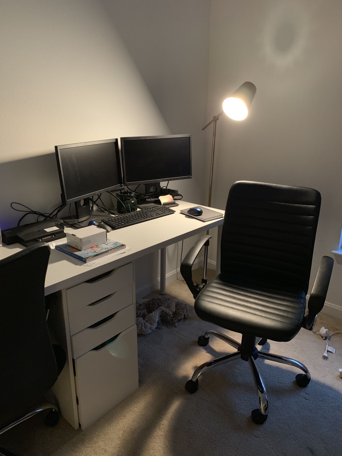 Double office desk + two office chairs