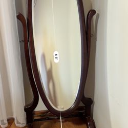 Solid Wood Cherry Finish Cheval Mirror