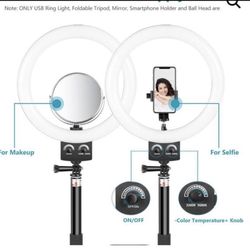 Neewer 8” Ring Light With Mirror & Multi Accessory Holder