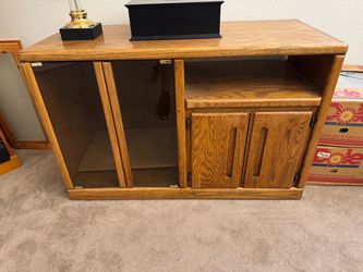Solid Oak Wood Entertainment Center